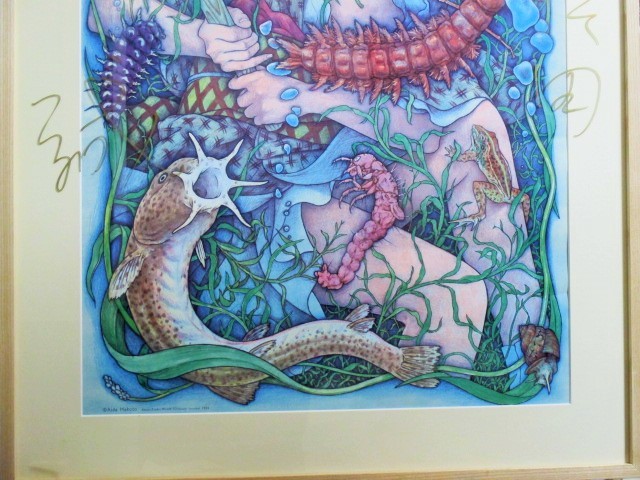 会田誠 サイン入 夜叉ケ池 オフセットポスター 額付 古書 ひふみや